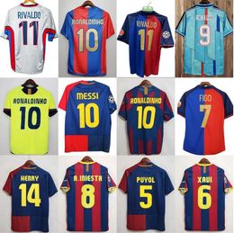 96 98 Rivaldo Retro Mens Soccer Jerseys 100th Xavi Puyol A. Iniesta Vintage Football Shirts Ronaldinho Suarez Ibrahimouic Giovanni Pique Henry Shirt Uniformen