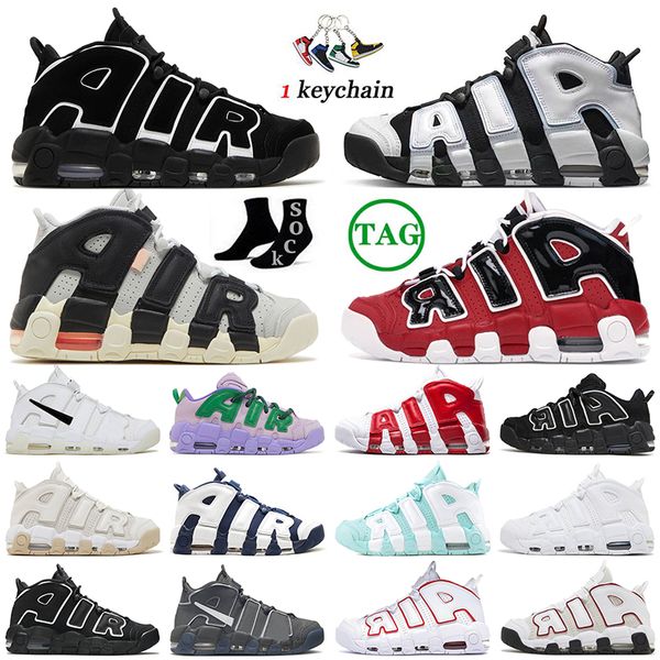 96 Copier Coller Blanc Fer Gris Hommes Femmes Chaussures de basket-ball Uptempos Scotties Tri-Color Pippens Total Orange Bulls Hoop Pack University Blue Volt UNC Baskets Baskets