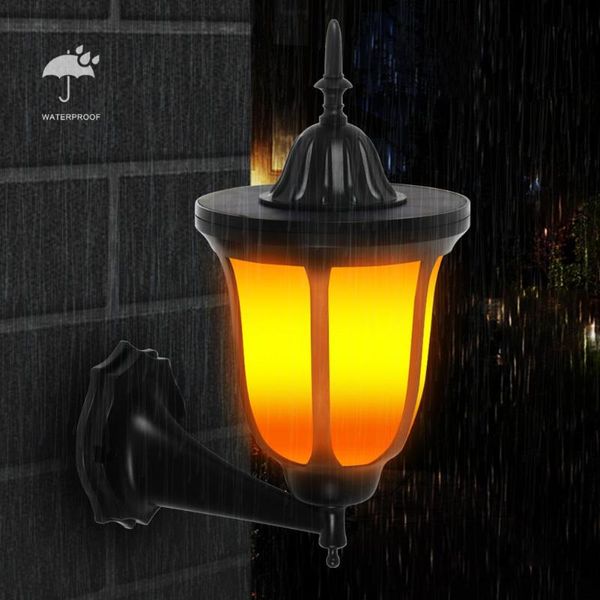 96 LED Sensor Antorcha Luz Llamas parpadeantes Luz con energía solar IP65 Iluminación de paisaje impermeable Blanco cálido para camino de jardín