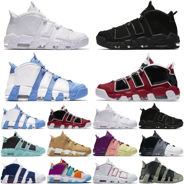 96 Plus Uptempos Hommes Femmes Basketball Chaussures Scottie Tri-Color Pippens Total Orange Blanc Sunset Black Bulls Hoop Pack University Blue Volt Baskets Baskets