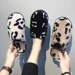 96b7 Home Shoes Instagram Home Pantoufles en coton pour femmes édition coréenne motif léopard nouvel automne et hiver garder au chaud les couples à la mode