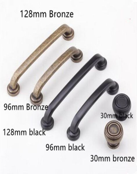 96mm 128mm style vintage bronze noir meubles poignées antique en laiton armoires de cuisine commode porte poignée bouton tiroir boutons 9094969