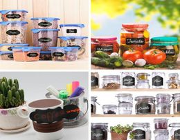 96pcs Fancy Black Board Kitchen Jar Jar Label Labels Autocollants 5 cm x 35 cm Décorboard Chalk1823730