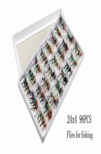 96 Uds moscas para pescar cebo de pesca con mosca mixta anzuelo de pluma cebo biónico variedad de colores pesca necesaria alta calidad 4193117