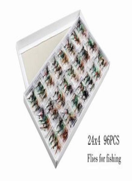 96 Uds moscas para pescar cebo de pesca con mosca mixta anzuelo de pluma cebo biónico variedad de colores pesca necesaria alta calidad 5263229