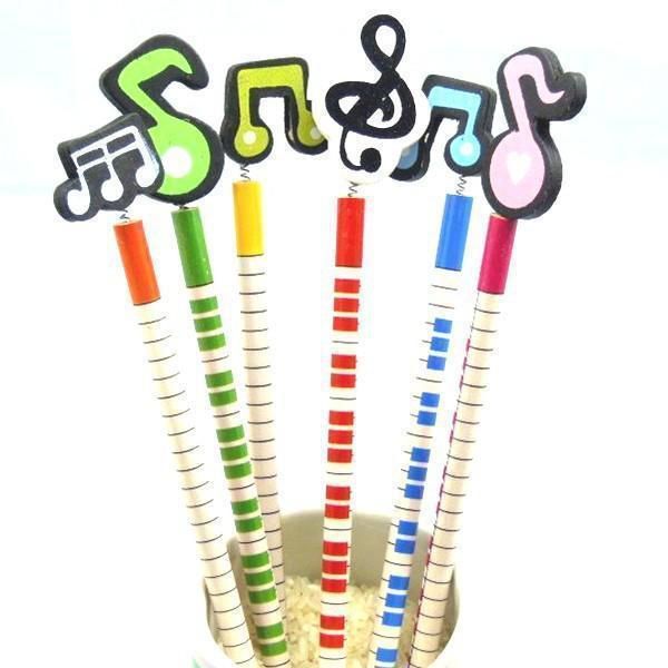 96 Unids / lote Kawaii nota musical lápiz de madera lápices de dibujo para estudiantes juego de papelería regalo para niños al por mayor Y200709