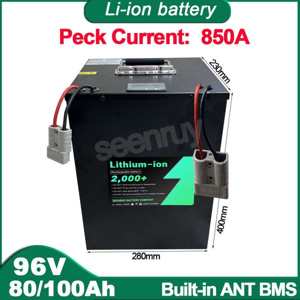 96V 80Ah 100AH 380A BMS Li ion avec chargeur batterie au Lithium polymère parfait pour chariot élévateur grue camion Tricycle moto