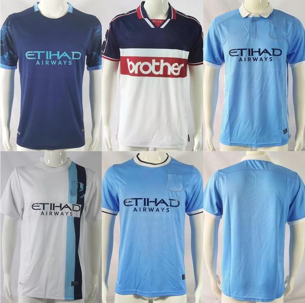 97 98 99 KUN AGUERO Maillots de football rétro pour hommes 08 09 13 14 15 16 SILVA TEVEZ TOURE DZEKO DE JONG KOMPANY Maillot de football