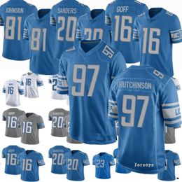 97 Aidan Hutchinson 18 Jameson Williams Jersey custom 32 D'Andre Swift 20 Barry Sanders 16 Jared Goff 23 Jeff Okudah voetbalshirts