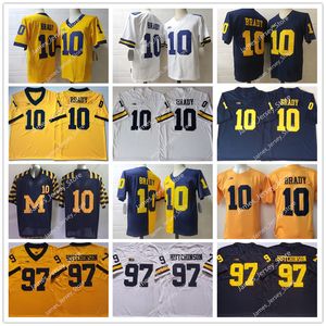 97 Aidan Hutchinson Jersey 10 Tom Brady Jersey 2022 NCAA MICHIGAN Wolverines gestikte college voetbal jerseys