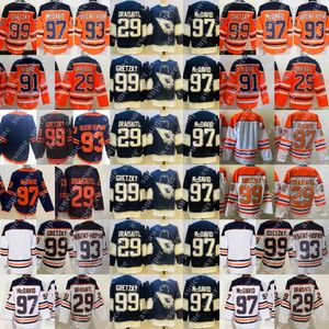 97 Connor McDavid Jersey 99 Wayne Gretzky 29 Leon Draisaitl 93 Ryan Nugent-Hopkins 91 Evander Kane 36 Jack Campbell Chandails de hockey Orange Wh