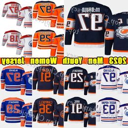 # 97 Connor Mcdavid Jersey de hockey retro inverso # 29 Leon Draisaitl 99 Wayne Gretzky Evander Kane Ryan Nugent-Hopkins Zach Hyman Brown Cody Ce 71