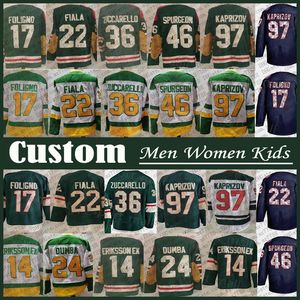 97 Kirill Kaprizov 12 Matthew Boldy Minnesota Hockey Jersey Custom Wild Marc Andre Fleury Jared Spurgeon Matt Dumba Marcus Foligno Mats Zuccarello Joel Eriksson