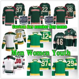 97 Kirill Kaprizov Personalizado Hombres Mujeres Jóvenes Minnesota''Wild''hockey Jersey Marc-Andre Fleury Wild 46 Jared Spurgeon Mats Zuccarello Matt Dumba Foligno J