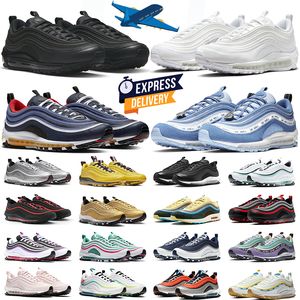 Hombres al aire libre Mujeres Zapatos para correr 97s Sean Wotherspoon Violeta brillante Negro Oro Plata Bala Medianoche Azul marino Bred Reflectante Vela entrenador para hombre