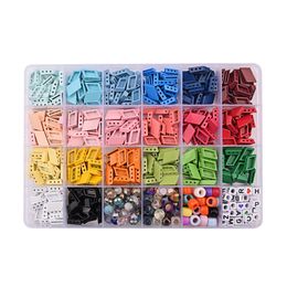 970pcs / lot métal carré Tila tuile perles lettre alphabet cube perles hématite pierre accessoires pour bijoux bracelet bricolage pour fille Y200730