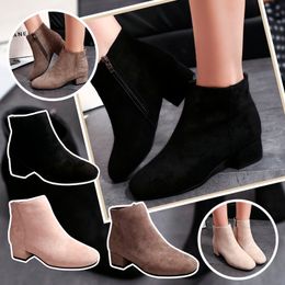 979 Ankle Western Womens Short Zipper Solid British Style Shoes étanche Snow Femmes Mid-Calf Boots Hiver 230807 856