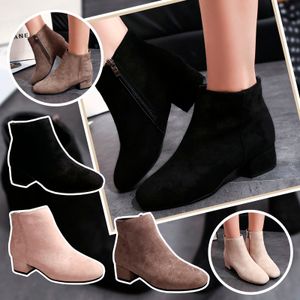 979 Tobillo para mujer occidental Zipe Solid British Style Witle Imploud Women Women Women Mid-Calf Boots Invierno 230807 856