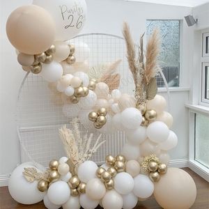 97 pièces sable blanc ballons guirlande arc Kit doré Chrome Globos pour anniversaire bébé douche mariage fête décoration 220217