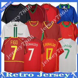 98 99 10 12 02 04 16 17 Maillots de football rétro RONALDO RUI COSTA FIGO NANI Chemises de football classiques Camisetas de futbol Portugal Uniformes vintage