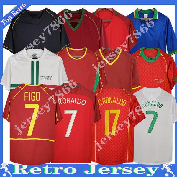 98 99 10 12 02 04 16 17 Ronaldo Retro Soccer Jerseys Rui Costa Figo Nani Camisetas de fútbol Camisetas de Futbol Portugal Uniformes vintage