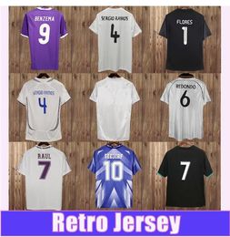 98 99 Raul Mens Real Madrids Retro voetbalshirts Ronaldo Alonso Seedorf Zidane R.Carlos Kaka 'Sergio Ramos Home Away Earxe Donekeper voetbalhirt uniformen