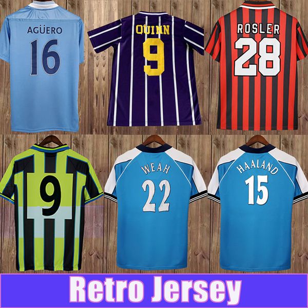 97 03 KUN AGUERO Retro Mens Soccer Jersey Silva Tevez Toure Dzeko de Jong Kompany 07 08 Home Away 3rd Football Shirt Uniforms