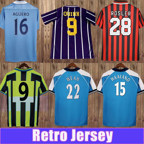 97 03 KUN AGUERO RETRO Mens Soccer Jersey Silva Tevez Toure Dzeko de Jong Kompany 07 08 Home Away 3rd Camisa de fútbol Uniformes