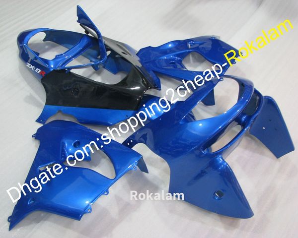 98 99 ZX-9R Moto Aftermarket Kit Juego de carenados para Kawasaki ZX9R 1998 1999 ZX 9R Azul Negro Motocicleta Carrocería Carenado completo (moldeo por inyección)