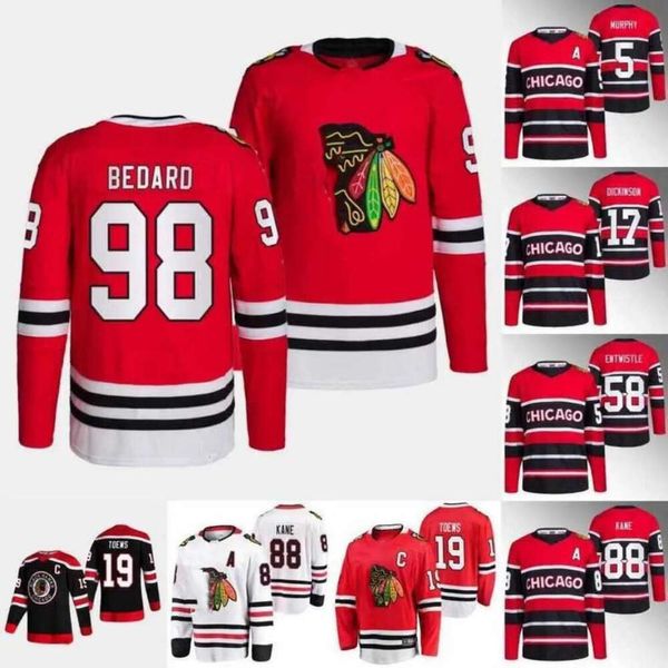 98 Connor Bedard Reverse Retro Hockey 71 Taylor Hall 19 Jonathan Toews 90 Tyler Johnson Foligno Patrick Kane Seth Jones Bobby Hull''nhL''maillots