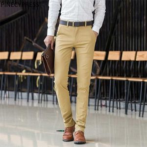 98% katoen 2% spandex anti-pilling man broek lente herfst bedrijf khaki slanke mannelijke volledige lengte lange chino mannen formele broek 211112