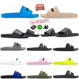 Pool Slides slippers heren dames Zwart Fluo Groen Rubber Beige wit geel roze plat Strand sport sneakers mode sandalen