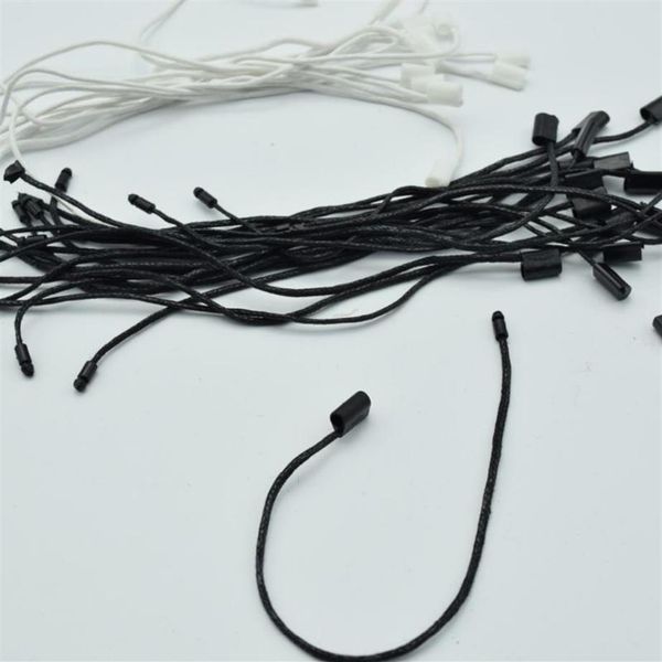 980pcs / lot Bonne qualité Cordon ciré noir et blanc Étiquette volante Nylon String Snap Lock Pin Loop Fastener Ties Length18cm309Q