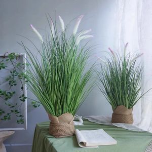 98cm 2pc plantes artificielles Green Pompom Pampas Fake Flowers Party Wedding Garden avec décoration nordique nordique 240325