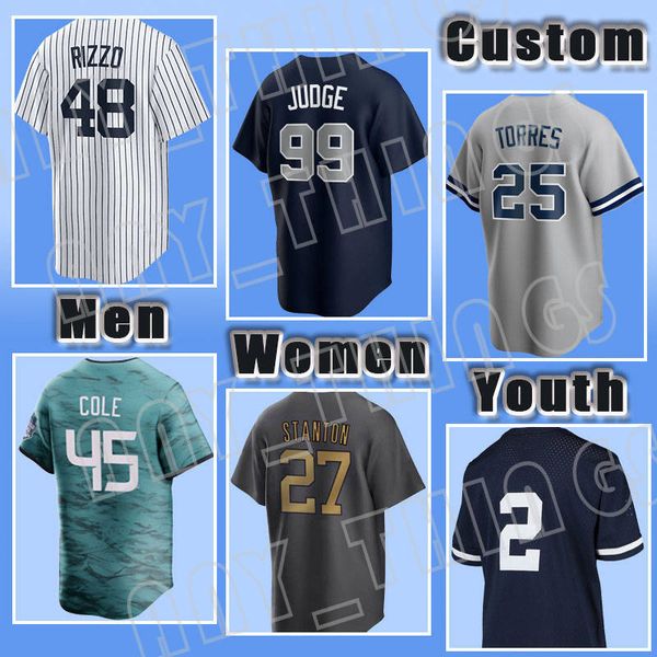 99 Aaron Judge Camisetas de béisbol 2 Derek Jeter 45 Gerrit Cole 2023 All-Stars DJ LeMahieu Anthony Rizzo 55 Carlos Rodon Josh Donaldson Giancarlo Stanton Gleyber Torres