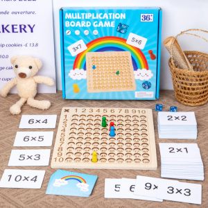99 Multiplication Board Game Wooden Montessori Kids Learning Educational Toys Math compter Hundred Board Interactive Thinking