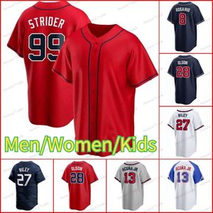 99 Spencer Strider Ronald Acuna Jr. Honkbalshirt Hank Aaron Fred McGriff Bijan Robinson Austin Riley Murphy Eddie Rosario Chipper Jones Joe Jimenez Custom S-XXXL