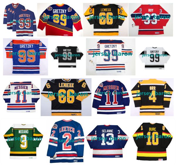 99 Wayne Gretzky CCM Maillot de hockey Coupe Stanley 66 Lemieux 11 Mark Messier 33 Patrick Roy 2 Brian Leetch 9 Mike Modano 10