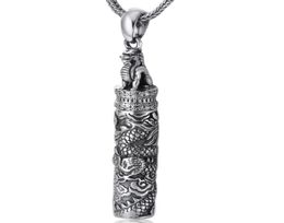 990 sterling zilver vintage gedenkteken Thaise zilveren oude fles sieraden draak ontwerp punk heren hanger houder as urn ketting2357201