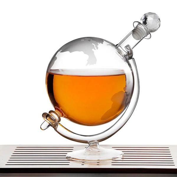 Bouteille en verre de 990 ml Creative Globe Decanter Bar Fournitures Conteneur de whisky Distributeur de vin en verre à haute teneur en borosilicate Décoration de la maison 240104