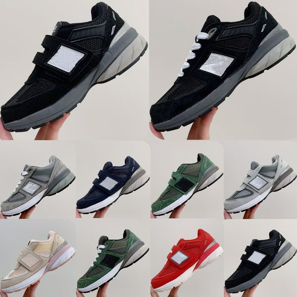 990s Kids Sneakers Designer 990 Chaussures pour tout-petits Children Casual Boys Girls Trainers Youth Hook Loop Lace-Up Sport Kid Shoe Grey Green Green Navy Black P 16H9 #