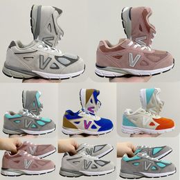 990V4 Kids loopschoenen Peuter Sneakers jongens meisjes trainers kinderen grijze Bakstenen Zwart witte schoen 67YY #