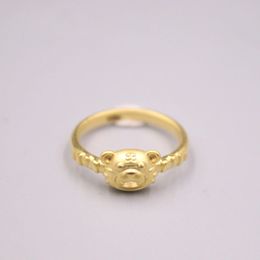 999 24K Geel Gold Tiger Head Ring 3D Craft Us Size 5 6 7 8 Beschikbaar240412