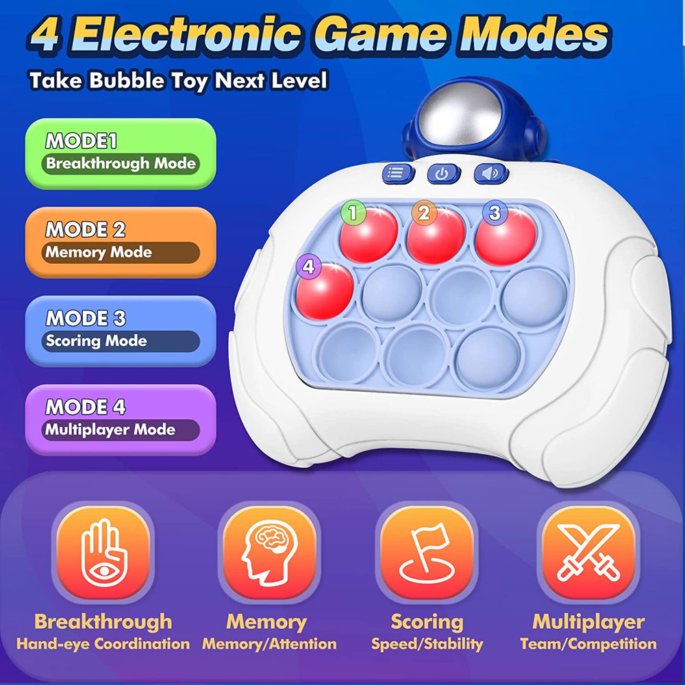 999 níveis 9 estilos Eletrônico Pop it Light Fidget Game Quick Push Bubble Game Handle Brinquedos Anti-Stress Brinquedos com LED Máquina de Jogo Aliviar Brinquedos de Estresse