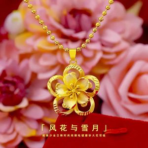 Pendentif tournesol pur 999, fleur de soleil 3D, or dur 18K AU750, collier fin pour femme, cadeau de noël, vrais bijoux 240125