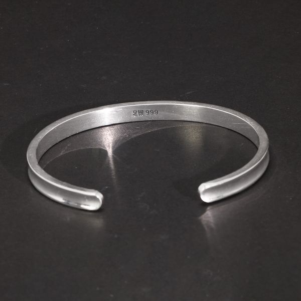 999 Bracelet en argent sterling ouvert six personnages bracelet commémoratif pour hommes et femmes om mani-padme