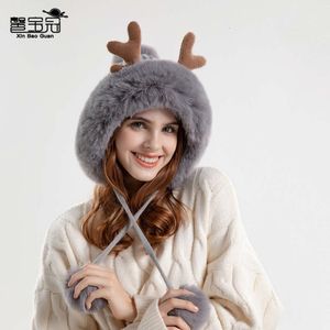 Casquette de protection d'oreille en corne de cerf tricotée en laine, peluche, édition coréenne, trois boules de cheveux, chapeau chaud épais pour enfants, nouvelle collection 9991