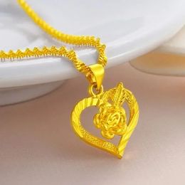 9999 Collar de oro para mujeres REAL 24K Joyas colgantes Moda Cien artículos 240422