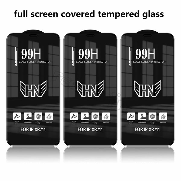 Protecteur d'écran de téléphone en verre trempé, couverture complète 99H, anti-rayures, pour iPhone 15 14 13 12 11 Pro Max XR XS 6S 7 8 Plus SE