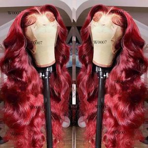 99J Bury Body Wave Front Human Hair 30 inch HD Lace frontale pruik 13x4 Rode pruiken vooraf geplukte originele editie